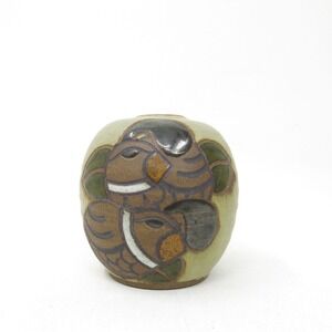 Artisan Signed Kerry Studio Pottery Quail Southwest Arizona Vase Pot Stoneware